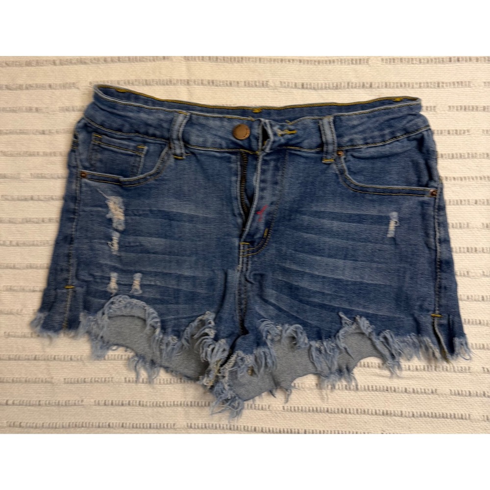 Falmer Heritage Womens Distressed Denim Shorts Medium Wash Frayed Cut Offs